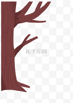 红色树枝免扣素材图片_手绘卡通红色大树免扣元素