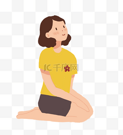 女人免扣PNG图图片_手绘卡通坐着的女人免扣元素