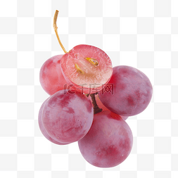 抱着水果的姑娘图片_红色创意一串葡萄食物提子