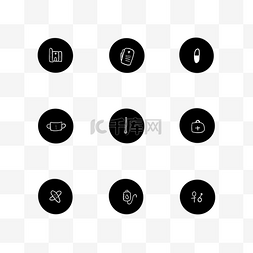 医疗手绘黑白图标