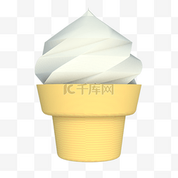 甜筒上的冰淇淋球图片_仿真香草味的甜筒