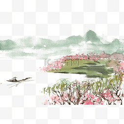 杏花ai图片_春天的湖
