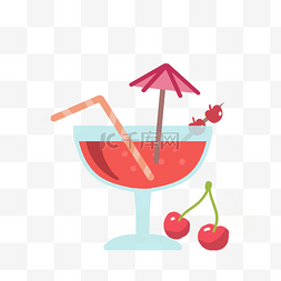 小装饰伞图片_美味红色樱桃汁