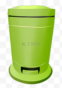圆形绿色垃圾桶插画