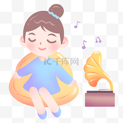 听留声机音乐插画