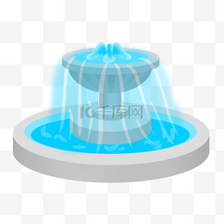 蓝色喷泉图片_喷泉水池