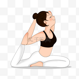 健身运动女生图片_手绘练瑜伽女生