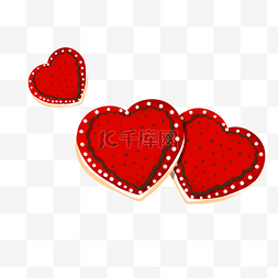 爱心饼干手绘图片_红色爱心可爱饼干透明底免抠