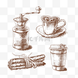 纸质咖啡杯图片_手绘线稿咖啡杯