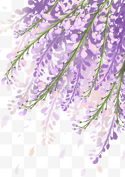 夏天紫色花朵水彩风景