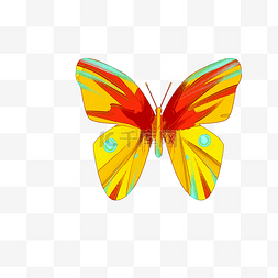 水彩花纹黄色蝴蝶