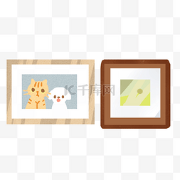 照片相框木质图片_两个木质的卡通相框