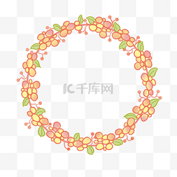 橙色圆形立体图片_橙色的花环边框插画