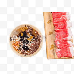 食物冰图片_火锅冰粥和猪肉卷