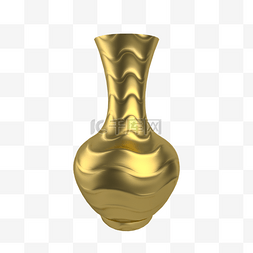黄金质感立体波纹花瓶装饰