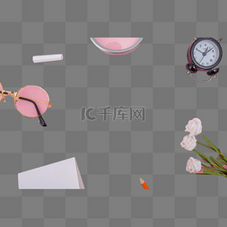 眼镜框png图片_闹钟眼镜框