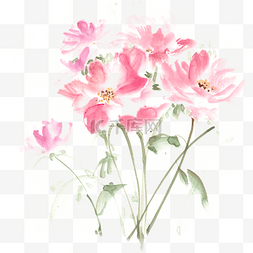 粉红色花丛图片_粉红色花丛水墨画