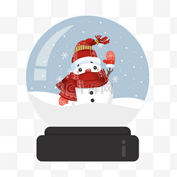 戴帽子围巾的雪人圣诞水晶球元素