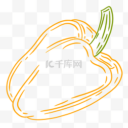 线条场景夏天水果蔬菜辣椒甜椒
