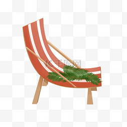 躺椅插画图片_红色沙滩躺椅插画