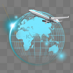 环球素材图片_科技感飞机环球旅行