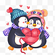 情人节甜蜜情侣小企鹅