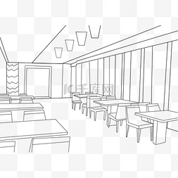 餐厅餐饮图片_线描餐厅