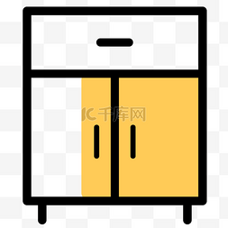黄色扁平清新家居储物柜图标
