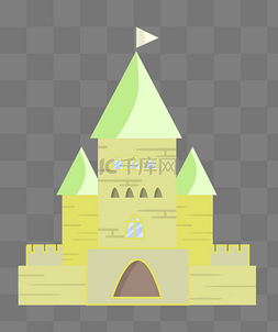 房顶插画元素图片_绿色城堡建筑插图