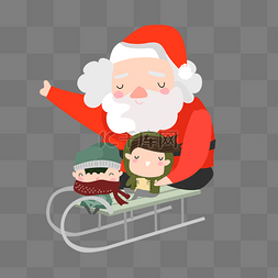撬图片_圣诞老人坐雪撬