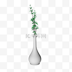 花瓶白色图片_白色花瓶绿植