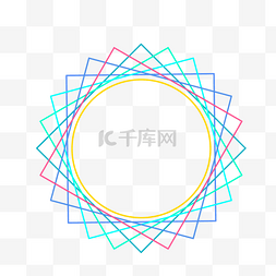 企业万花筒边框明亮科技线条PNG免