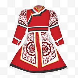 民族风服装图片_红色蒙古裙子