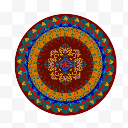 中式古典花纹地毯图片_圆形地毯图样