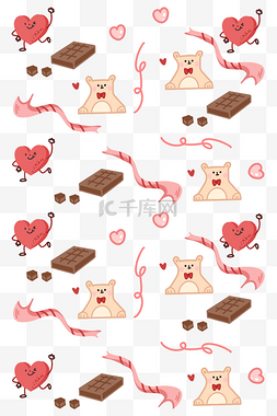 巧克力甜品手绘图片_印花小熊巧克力底纹
