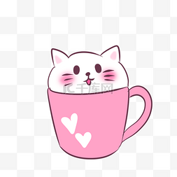 小猫杯子图片_粉色杯子小猫