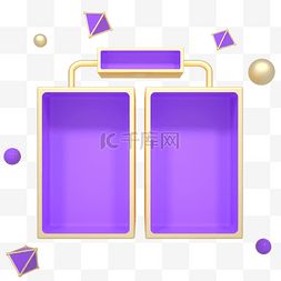 紫色展台c4d图片_C4D紫金色电商产品框板块框架