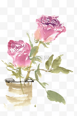 玫瑰水墨图片_紫色的玫瑰