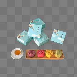 山茶油盒子图片_月饼礼盒清新包装桃山皮月饼