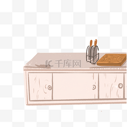 厨房案板蔬菜图片_卡通灰色的柜子免抠图