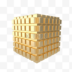 金色金属质感立方体