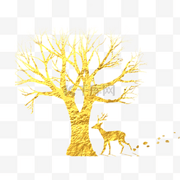 金色麋鹿树木