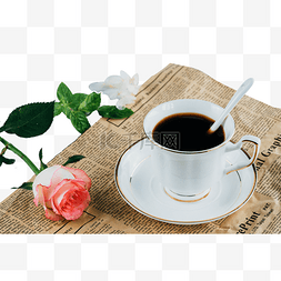 休闲时刻咖啡和玫瑰花