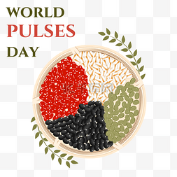 筛图片_world pulse day竹筛树叶各种豆类混合
