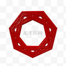 C4D创意红色七边形复古装饰边框