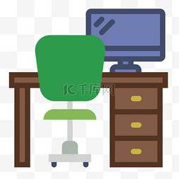 办公桌椅电脑图片_商务办公桌椅插画