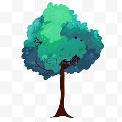精美的绿色大树插画