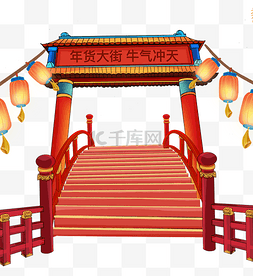 新年春节年货节中国风国潮门灯笼