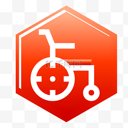 红色渐变轮椅急救医疗icon图标