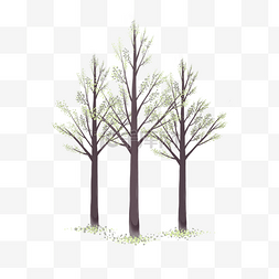 森林树木卡通插画